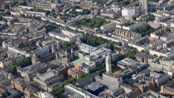 An aerial view of Imperial College London's South Kensington campus.